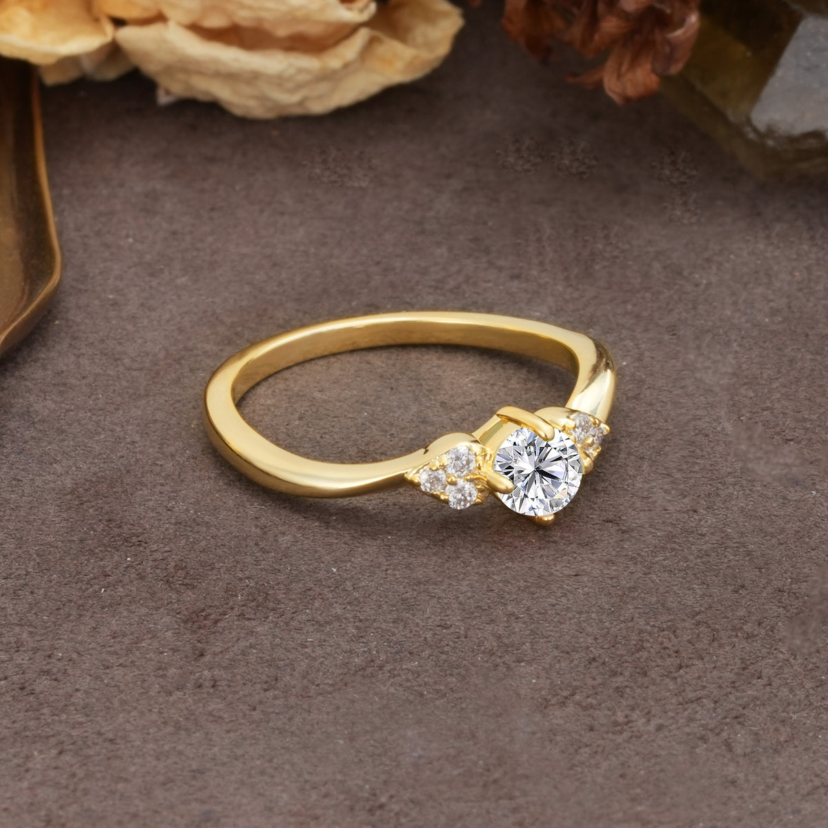 Unique Twisted 4-Prong Round Cut Lab Diamond Engagement Ring - Additional view
