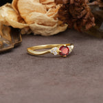 Unique Twisted 4-Prong Round Cut Garnet Engagement Ring - Additional view