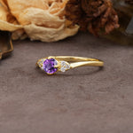 Unique Twisted 4-Prong Round Cut Amethyst Engagement Ring - Additional view