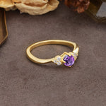 Unique Twisted 4-Prong Round Cut Amethyst Engagement Ring - Additional view