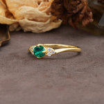 Unique Twisted 4-Prong Round Cut Emerald Engagement Ring - Additional view