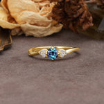 Unique Twisted 4-Prong Round Cut Alexandrite Engagement Ring - Additional view