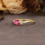 Unique Twisted 4-Prong Round Cut Ruby Engagement Ring - Additional view