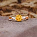 Unique Classic 6-Prong Round Cut CitrineTwo Stones Engagement Ring - Additional view