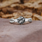 Unique Classic 6-Prong Round Cut Black Rutilated QuartzTwo Stones Engagement Ring - Additional view