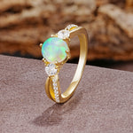 Unique Classic 6-Prong Round Cut Fire OpalTwo Stones Engagement Ring - Additional view