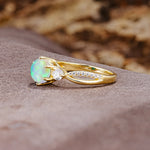 Unique Classic 6-Prong Round Cut Fire OpalTwo Stones Engagement Ring - Additional view