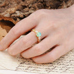 Unique Classic 6-Prong Round Cut Fire OpalTwo Stones Engagement Ring - Additional view