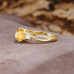 Unique Classic 6-Prong Round Cut CitrineTwo Stones Engagement Ring - Additional view