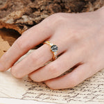 Unique Classic 6-Prong Round Cut Black Rutilated QuartzTwo Stones Engagement Ring - Additional view