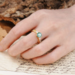 Unique Classic 6-Prong Round Cut Moss AgateTwo Stones Engagement Ring - Additional view