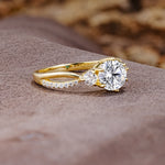 Unique Classic 6-Prong Round Cut Lab DiamondTwo Stones Engagement Ring - Additional view