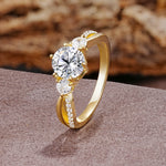 Unique Classic 6-Prong Round Cut Lab DiamondTwo Stones Engagement Ring - Additional view