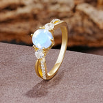 Unique Classic 6-Prong Round Cut MoonstoneTwo Stones Engagement Ring - Additional view