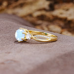Unique Classic 6-Prong Round Cut MoonstoneTwo Stones Engagement Ring - Additional view