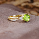 Unique Classic 6-Prong Round Cut PeridotTwo Stones Engagement Ring - Additional view