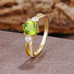Unique Classic 6-Prong Round Cut PeridotTwo Stones Engagement Ring - Additional view