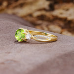 Unique Classic 6-Prong Round Cut PeridotTwo Stones Engagement Ring - Additional view