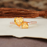 Unique Classic 3-Prong Heart Cut CitrineTwo Stones Engagement Ring - Additional view