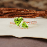 Unique Classic 3-Prong Heart Cut PeridotTwo Stones Engagement Ring - Additional view