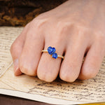 Unique Classic 3-Prong Heart Cut SapphireTwo Stones Engagement Ring - Additional view