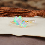 Unique Classic 3-Prong Heart Cut Fire OpalTwo Stones Engagement Ring - Additional view