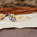 Unique Classic 3-Prong Heart Cut Black Rutilated QuartzTwo Stones Engagement Ring - Additional view