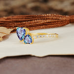 Unique Classic 3-Prong Heart Cut AlexandriteTwo Stones Engagement Ring - Additional view