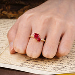 Unique Classic 3-Prong Heart Cut RubyTwo Stones Engagement Ring - Additional view