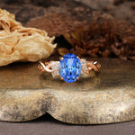 Nature-Inspired, Uniquely Luxurious: Twisted and Entwined 4-Prong Oval Cut Sapphire Engagement Ring - Additional view