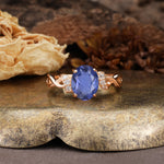 Nature-Inspired, Uniquely Luxurious: Twisted and Entwined 4-Prong Oval Cut Tanzanite Engagement Ring - Additional view