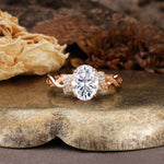 Nature-Inspired, Uniquely Luxurious: Twisted and Entwined 4-Prong Oval Cut Lab Diamond Engagement Ring - Additional view