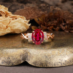 Nature-Inspired, Uniquely Luxurious: Twisted and Entwined 4-Prong Oval Cut Ruby Engagement Ring - Additional view