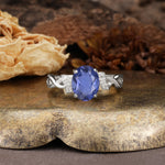 Nature-Inspired, Uniquely Luxurious: Twisted and Entwined 4-Prong Oval Cut Tanzanite Engagement Ring - Additional view