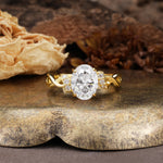Nature-Inspired, Uniquely Luxurious: Twisted and Entwined 4-Prong Oval Cut Moissanite Engagement Ring - Additional view