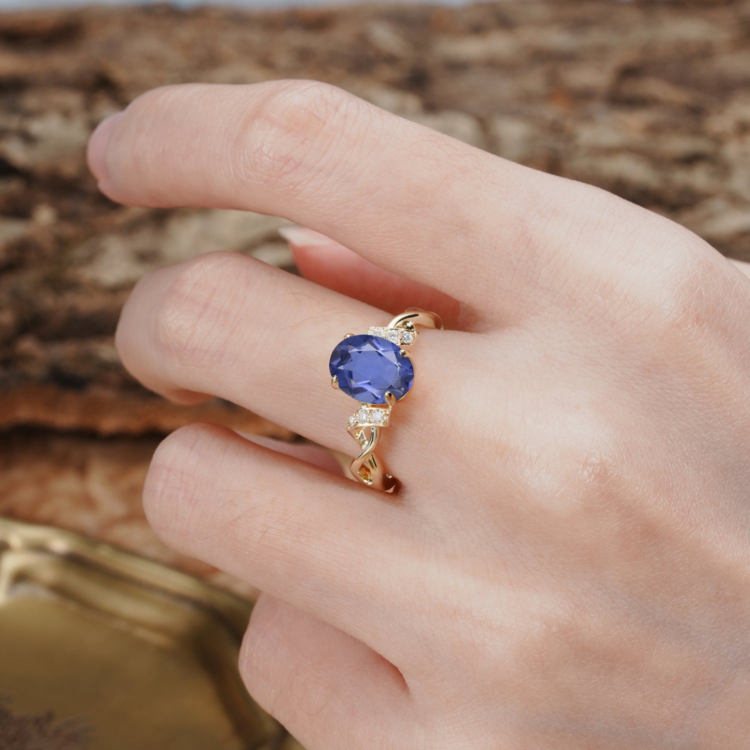 Nature-Inspired, Uniquely Luxurious: Twisted and Entwined 4-Prong Oval Cut Tanzanite Engagement Ring