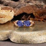 Uniquely Creative 3-Prong Double Pear-Cut Tanzanite Two Stones Wedding Ring - Additional view