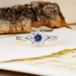 Natural Inspired Flower Shape 8-Prong Round Cut Tanzanite Engagement Ring - Additional view