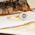 Natural Inspired Flower Shape 8-Prong Round Cut Sapphire Engagement Ring - Additional view