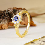 Natural Inspired Flower Shape 8-Prong Round Cut Tanzanite Engagement Ring - Additional view