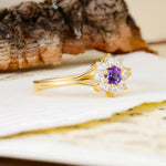 Natural Inspired Flower Shape 8-Prong Round Cut Amethyst Engagement Ring - Additional view