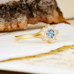 Natural Inspired Flower Shape 8-Prong Round Cut Aquamarine Engagement Ring - Additional view