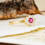 Natural Inspired Flower Shape 8-Prong Round Cut Ruby Engagement Ring - Additional view