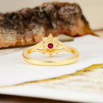 Natural Inspired Flower Shape 8-Prong Round Cut Ruby Engagement Ring - Additional view