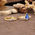Vintage Milgrain Floral Kite Cut Tanzanite Bridal ring set - Additional view