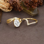 Unique Twisted, Entwined 4-Prong Oval-Cut Moissanite Bridal Ring Set - Additional view