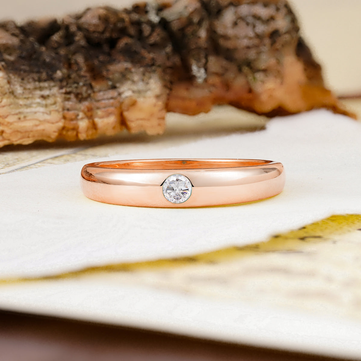 Classic Retro Embedded Round Cut Moissanite Wedding Ring - Additional view