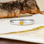 Classic Retro Embedded Round Cut Citrine Wedding Ring - Additional view