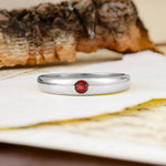 Classic Retro Embedded Round Cut Garnet Wedding Ring - Additional view