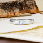 Classic Retro Embedded Round Cut Moonstone Wedding Ring - Additional view